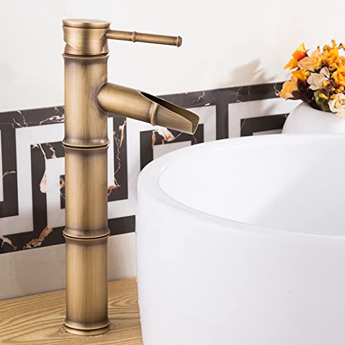 Robinet cascade rétro en laiton antique pour lavabo rehaussé de salle de bain