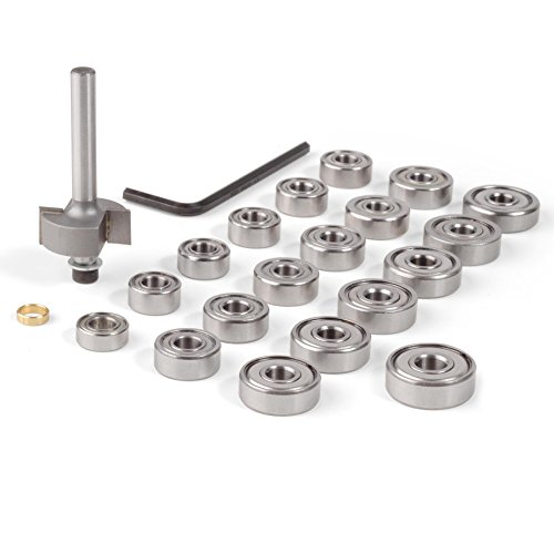 StewMac Binding Router Bit Set, Expanded Set with 19 Bearing Sizes