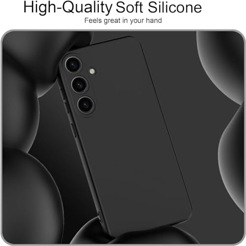 Image of DIZORO Microfiber Candy Case Compatible For Samsung S24 Plus Smooth Touch Cushion Liquid Soft Silicone Gel Rubber Phone Cases Non-Slip Full Body Protective Shockproof Back Cover,Black