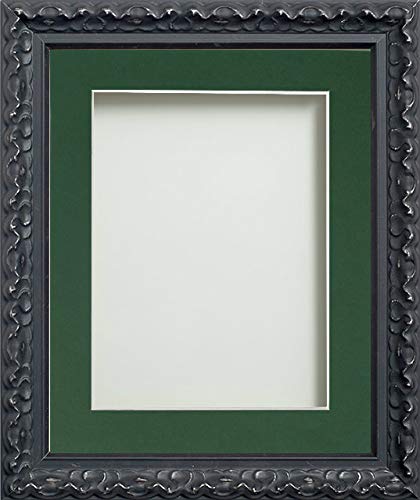 Frame Company Charleston Range Black 6x4 inch Frame With Bottle Green Mount for Image 5x3 inch *Choice of Sizes* Fitted with Real Glass — image 1