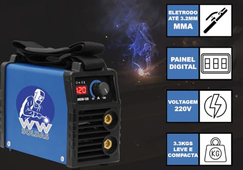 Inversora de Solda Eletrodo MMA Arcw-120, Hot start, Anti stick, 120A, 220V WWSoldas