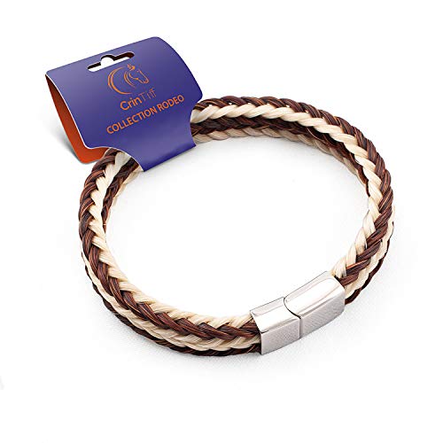 crintiff - Horsehair Bracelet Square Braided for Men and Women - Collection Rodeo - Color Brown - Size 6.30/6.70in - Small