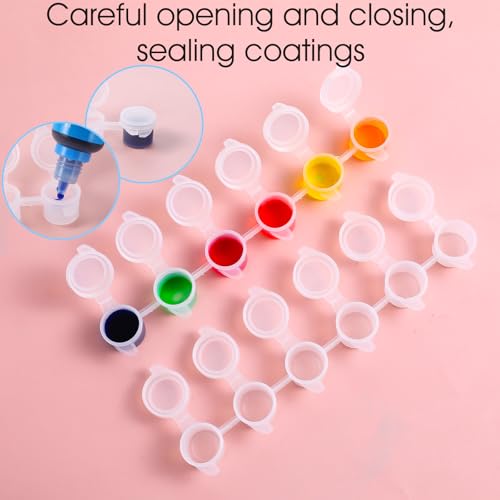 Image of 100 Strips 600 Pots Empty Paint Pots with Lids Mini Clear Paint Storage Container 3ml / 0.1oz Small Paints Cups Plastic Paints Strips Storage for Classrooms School Arts Crafts Painting Supplies