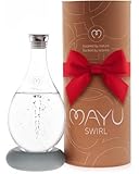 MAYU Swirl Structured Water Carafe - Innovative Vortex Technology Handblown Pitcher. Post Reverse Osmosis Filter Aerating Water Dispenser Stand 1.5 Liter| 51 Oz Dining Glass Jug Design (Dolomite Base)