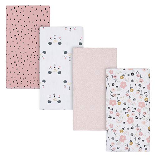 Gerber Baby Girls 4-Pack Flannel Burp Cloth, Bear Pink, One Size