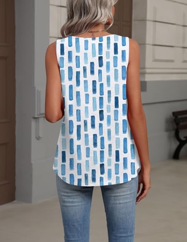 Image of Zeagoo Womens Tank Tops Summer Sleeveless Loose Fit Tops V Neck Pleated Shirts Basic Tees Dressy Casual Trendy Clothes