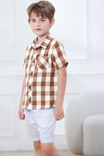 Image of SANGTREE Summer Button Down Shirts Cottn Tops for Men Women Boy Girl