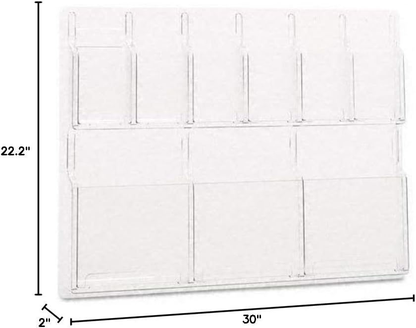 Safco 5605CL Reveal Literature Display, 3 Magazine and 6 Pamphlet, Clear,22.2"x30"x2"