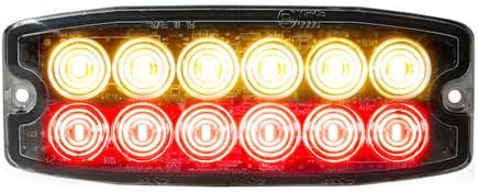 Miniatura 8 de Buyers Products 8890410 - Luz estroboscópica LED ultra fina de doble fila, 5 pulgadas, ámbarverde, 12 LED, patrones de flash síncronos y alternos,