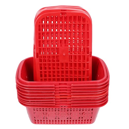 Cesta de plástico roja con asa conveniente, reutilizable y portátil para recolectar fruta 2