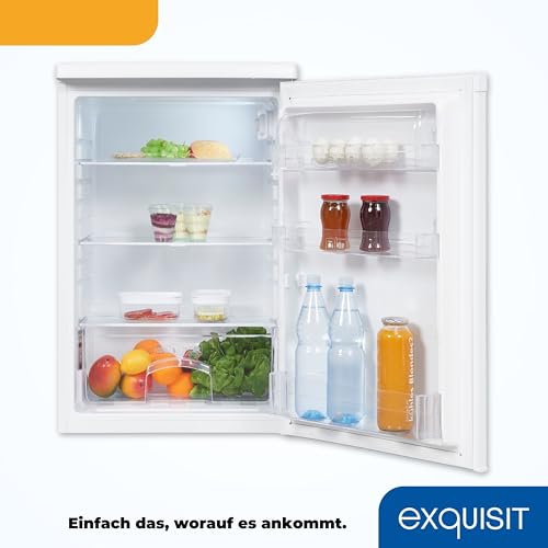 Foto von Exquisit Kühlschrank KS16-V-040E weiss | insgesamt 127 l Volumen | Weiß | Freistehend | Kühlen | Glasablagen und Gemüsefach | Türanschlag wechselbar