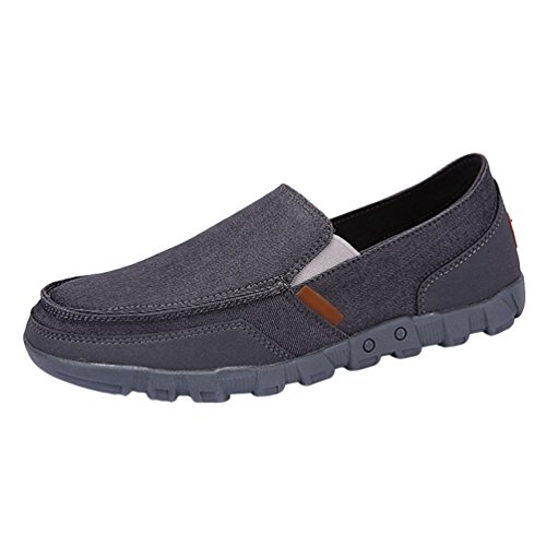 Dooxi Hombre Casual Planos Loafer Zapatos Moda Negocio Zapatos de Barco Gris 45