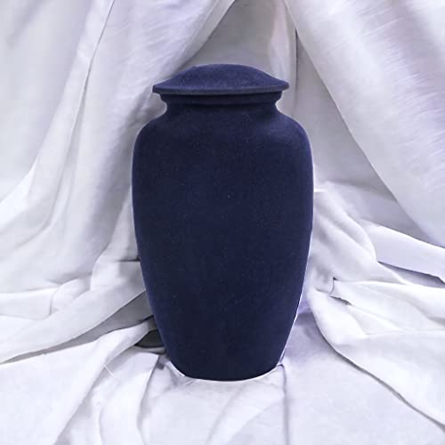 Image of Alpha Living Home Cremation Urn for Ashes - Adult Funeral Urn Handcrafted - Affordable Urn for Ashes - Large Funeral Memorial with Elegant Finish for Cemetery Burial - 10'' Height Blue /Black