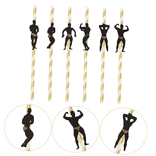 24 pitillos desechables dorados para fiesta miniatura 7