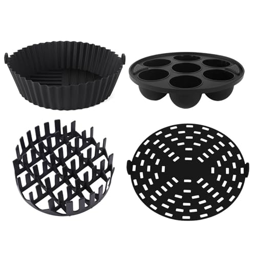 Papel De Hornear Reutilizable Para Freidora De Aire - 4 Fundas De Silicona Para Cestas - Bandeja Antiadherente Resistente Al Calor Para Y Cocinar | Utensilios De Cocina Y Hogar