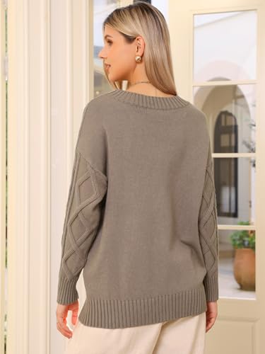 Allegra K Oversized Sweaters for Women's Crewneck Fall Chunky Cable Knit Pullover Sweater3