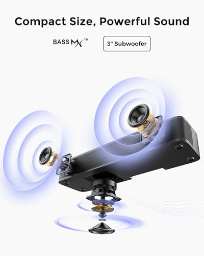ULTIMEA 2.1ch Soundbar, Built-in Subwoofer, BassMX, App Control, Bluetooth 5.4 TV Speakers Soundbar, All-in-one PC Sound Bar for Game, Peak Power 132W, OPT/AUX/Wall Mount, Poseidon M20 Pro - Image 3