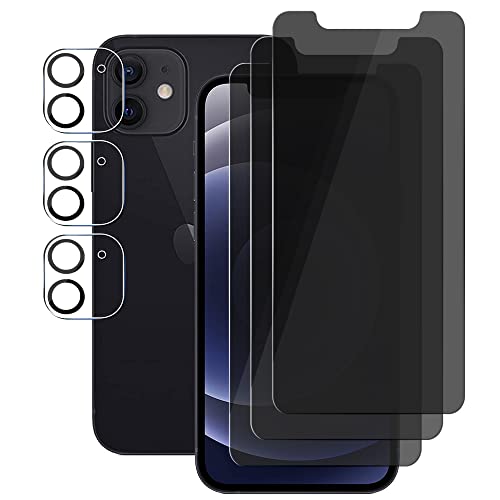 UZWZW 3 Pack Lens & Privacy Screen Protector for iPhone 12 (6.1") - image 1