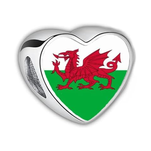 2Burned Love Heart Photo Alloy Zinc Bracelet Charm Bead Gift Fit Pandora (Welsh Flag) Cover