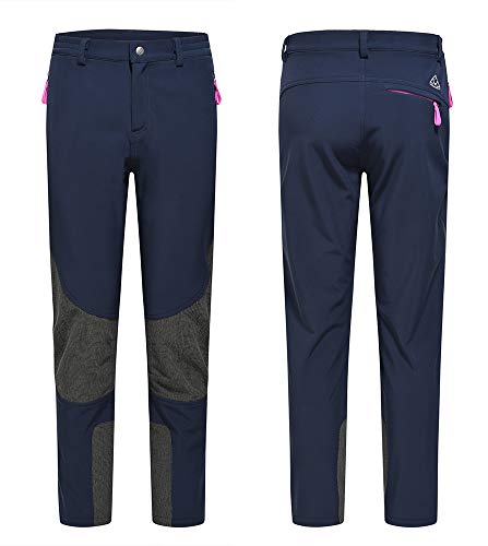 donhobo Hosen Damen Wanderhose Wasserdicht Softshellhose Outdoorhose Winddicht Warm Gefüttert Winter Skihose Snowhose Trekkinghose (Dunkelblau,M)