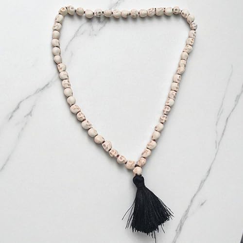 Kali Mund Mala Necklace Mahakali Rosary Carved Skull Mala (54+1 Beads, Weight 60 Gram, Circumference 66 CM) Prayer Skeleton Mala Tantra Mantra Kali sadhana Decor Yoga Healing Meditation Halloween3