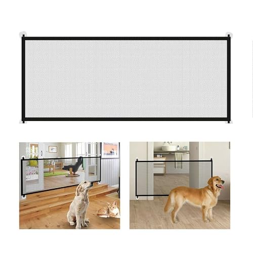 Cancelletto di Sicurezza Barriera per Cani, Cancello per Cani 180 x 72 CM Barriera per Cani da Interno Pieghevole Cani Cancelletto per Scale e Vani Porta Corridoi Cucine, Nero, 1 Pezzi
