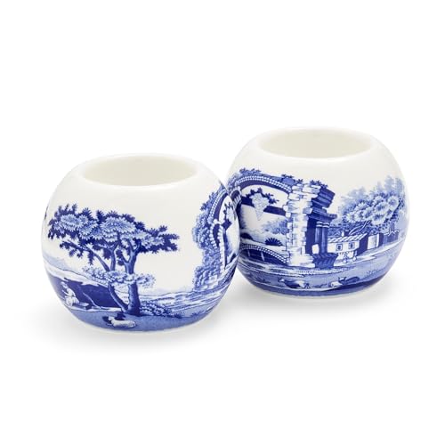 Spode Blue Italian Tealight Holders - Set of 2