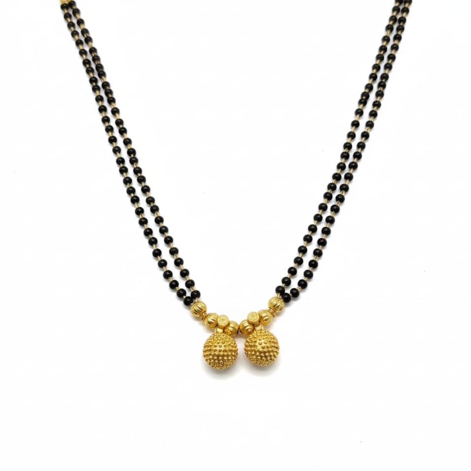 Gold Plated 18 Inch Short Size Chota Small Maharashtrian 2 Vati Vaaty Kala Mani Mangalsutra-image-20