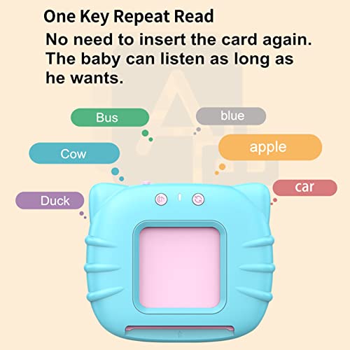 Image of VGRASSP Flash Card Game for Kids Talking English Words Card Toy Preschool Learning Reading Interactive Toy for Kids, Sky Blue