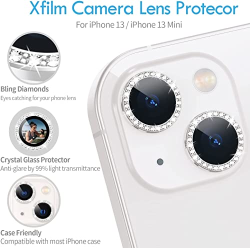 Image of inchCamera Lens Protector Ring Compatible with iPhone 13 / iPhone 13 Mini, Luxury Diamond Design Camera Lens Protection Cover, Anti-Scratch, Anti-Fingerprint, Durable Metal Ring Guard for Stylish Lens Protection inchPink