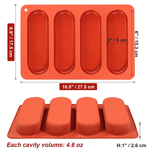 Webake 6 Inch Hot Dog Bun Pan, 2 Pack SIlicone Hotdog Bun Molds Nonstick Bread Forms, Mini Baguette Sandwich Baking Tray for Hot Dog Bun Rolls Cake and Eclair - Image 4