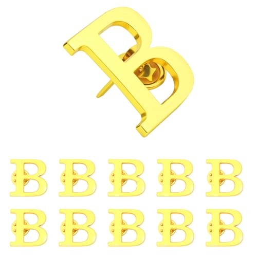 Image of 10Pack A-Z 26 Letters Pins Brooches Silver Plated Metal Broaches Pins-GOLD Initial Breast Brooch pin Tack Name Personalized Gifts for Women Men