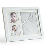 Up & Raise Premium Clay Baby Footprint & Handprint Picture Frame Kit - Safe and Non-Toxic Clay | Elegant Glass/Solid Wood | Perfect New Baby Boy/Girl Baby Shower Gift