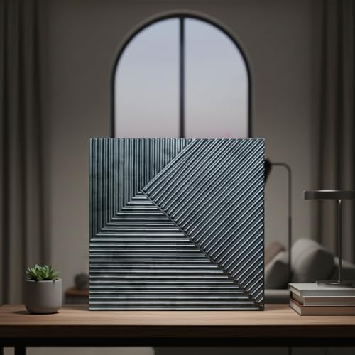 Image of Kayra Decor 3D PVC Wall Panels - Stripe Design, Bronze Rust Color 19.7 inch x 19.7 inch (Pack of 3) - Covers 8.07 Sq. Ft.