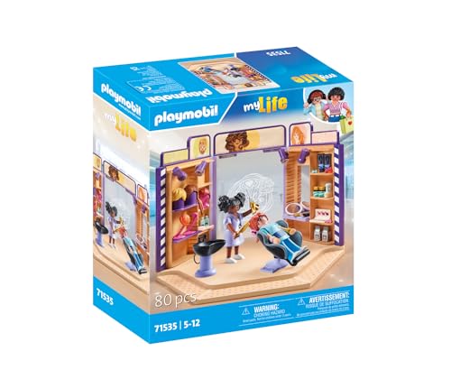 Playmobil 71535 Salon de Coiffure Comprend Deux Personnages Un Fauteuil de barbier avec Appui tête Un Miroir et des Accessoires MyLife Dès - vue 2