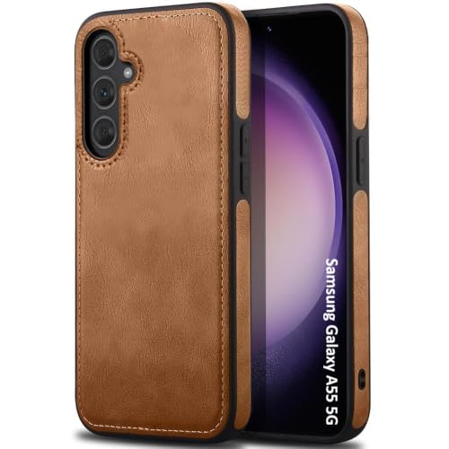 Image of MOBILOVE PU Leather Flexible Shockproof Design Back Case Cover for | Samsung Galaxy A55 5G (Brown)