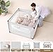 EHEYCIGA 42x42x26 Inches Puppy Playpen Without Top Cover for Dogs & Cats Indoor or Outdoor - Dog Playpen with Door, Dog Fence for Small Animal with Heavy-Duty Oxford & Steel Frame, Sliver Grey