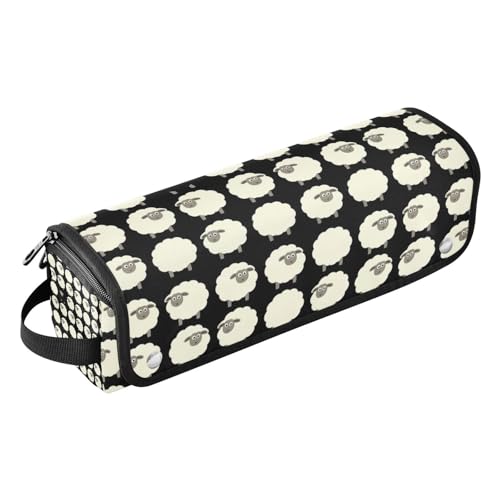 Bolsa de viaje para herramientas de cabello y alfombrilla resistente al calor con cremallera impermeable para rizadores, planchas y accesorios de cuidado capilar, organizador divertido de ovejas estilo caricatura
