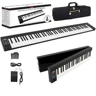 Pyle Electric Keyboard Piano 88 Keys – Portable Foldable Digital Piano Keyboard With Bluetooth, 128 Rhythms/Tones,Semi weighted keys, Sustain Pedal, Piano Bag – for Beginners, Kids,Adult -PKBRD8100 - Les Beatles, Paul McCartney, John Lennon, RIngo Starr, George Harrison