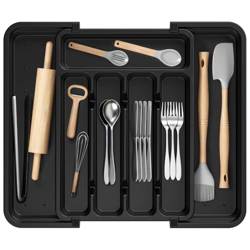 SpaceHacks Expandable Silverware Organizer - Adjustable Utensil Drawer Organizer for Cutlery, Knives...