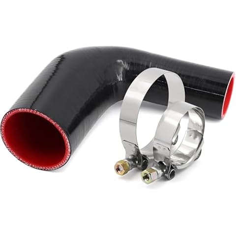 Xaugiry 90 Degree 1.5 inch to 2.5 inch silicone hose,4-Ply,Leg length 102mm,Thickness 5mm,2 pcs clamps,for Turbo Pipe,Intercooler Cover