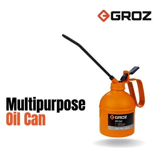Image of Groz 500ml Oil Can with Spout | Easy and Spill Free Oiling | Easy Thumb Press Mechanism | Oil Can for Garage, Industrial, Automotive, DIY | V500R