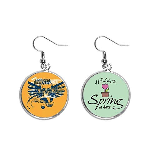 Pendientes de calavera azul y naranja con alas estilo graffiti para moda callejera de primavera 1