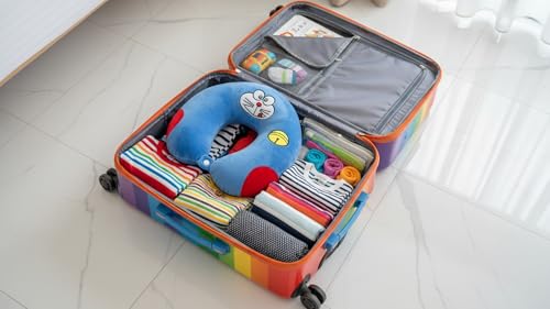 Image of Soft and Comfortable Cartoon Designed U-Shaped Kids Travel Neck Pillow for Airplane Car Flight Head Neck Support for Boys and Girls (Pack of 1, Blue)