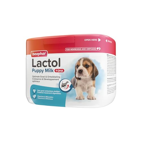 Beaphar LACTOL - Leche de fórmula para Cachorros en Polvo, enriquecida con DHA, Fuente de proteínas, Cachorros sin destetar, Hembra gestante o lactante y Perro Anciano o Enfermo,