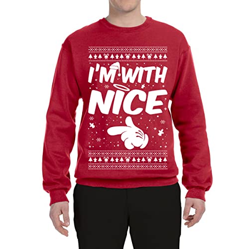 I Am With Nice Pointing Hand Christmas Sweatshirt - Image 4