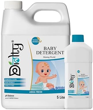 Diolty Hypoallergenic Baby Detergent 5+1L Pack | Removes Milk & Food Stains | Dermatologist Safe | Aqua Fresh Scent | HE & Hand Wash