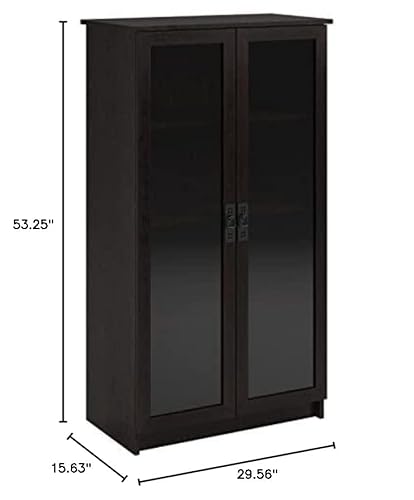 Ameriwood Home Quinton Point Glass Door Bookcase, Espresso 15.63D X 29.56W X 53.25H In #TOP2