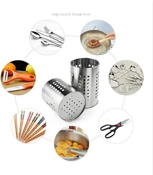 Orret Home Metal Spoon Holder with Holes, Countertop Spoon Skimmer Scoop Organizer, Table Top Pen Holder and Makeup Brush Organizer, Versatile and Stylish Kitchen Accessory
