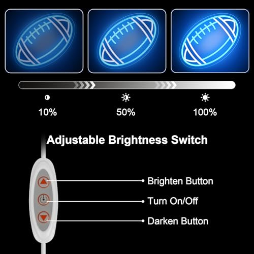 Image of Football Neon Sign, Dimmable LED Football Signs for Wall Decor Rugby Neon Lights for Boys Man Cave Game Room Sports Theme Bedroom Decor (Size: 14x8.47inch)